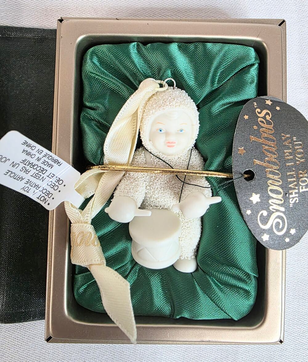 Vintage Departent 56 Snowbabies "Shall I Play For You" Ornament NOS NIB Holiday